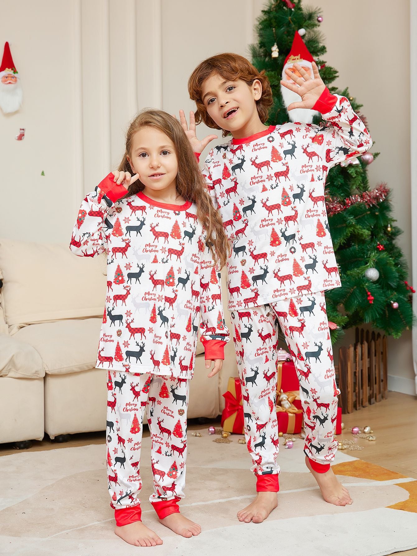 Reindeer Family Matching Pajamas | Christmas PJs | Holiday Loungewear - Yarafly 