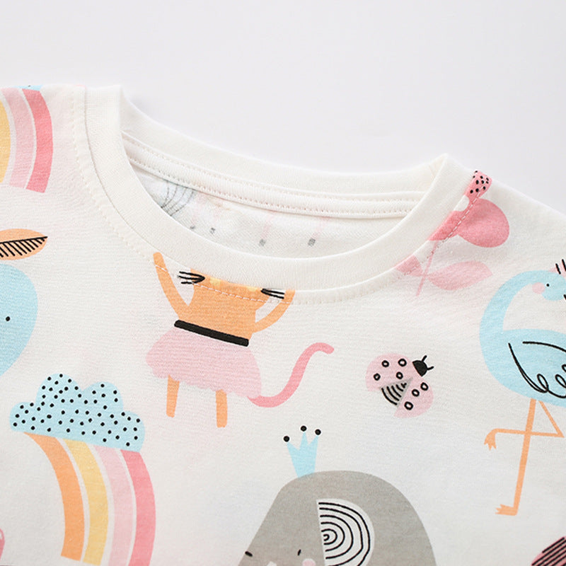 Toddler & Kids White Animal Print Pajama Set - Yarafly