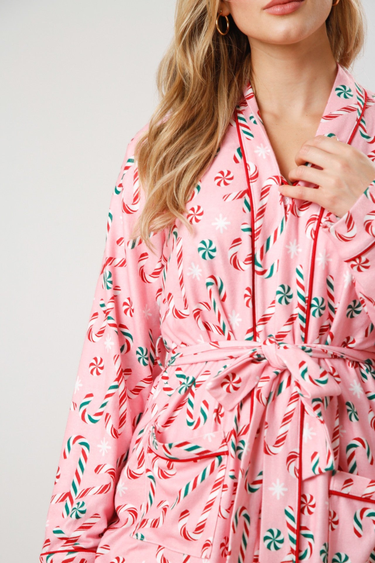 Holiday Print Satin Pajama Sets | Santa & Candy Cane PJs | Christmas Loungewear - Yarafly 