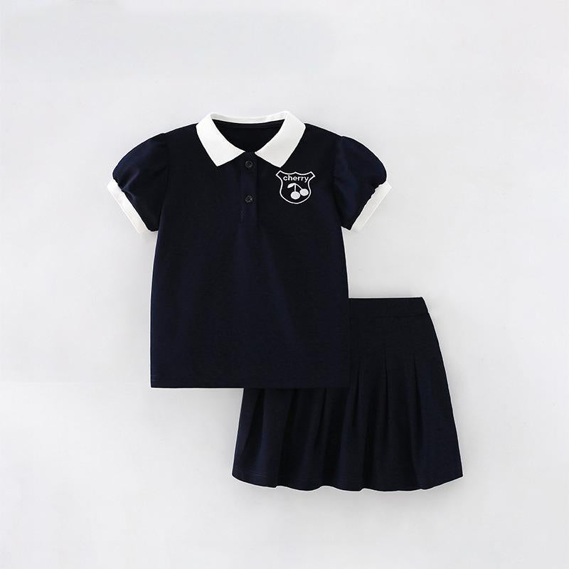 Navy Blue Polo & Skirt Set - Yarafly