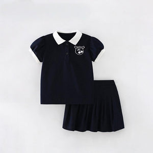Navy Blue Polo & Skirt Set - Yarafly