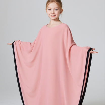 Girls Pink Chiffon Abaya Dress Robe - Yarafly 