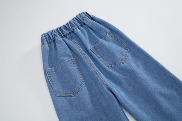Toddler & Kids Girl Denim Pants with Lace Trim