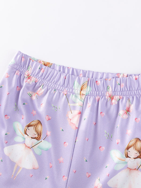 Girls Autumn Long Sleeve Purple Cartoon Sweet Pajama Set - Sizes 2T to 7T