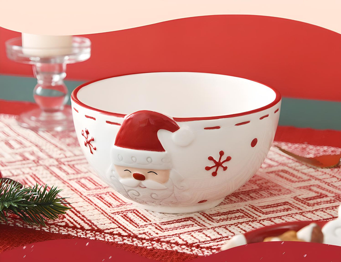 Christmas Ceramic Collection: Santa & Reindeer Holiday Tableware - Yarafly 