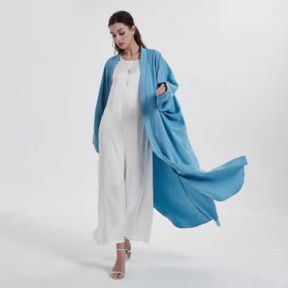 Sky Blue Open Abaya | Modern Minimalist Cardigan | Modest Fashion - Yarafly 