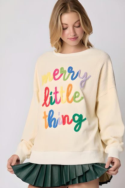 Merry Little Thing Sweater | Rainbow Holiday Pullover | Christmas Fashion - Yarafly 