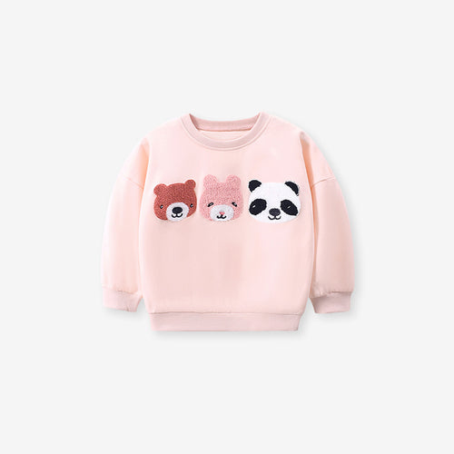 Fleece-Lined Bear Sweatshirt & Polka Dot Leggings Set-Toddler & Kids