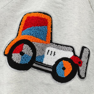 Toddler & Kids Car Sweatshirt with Rainbow Sleeve Stripes - Yarafly