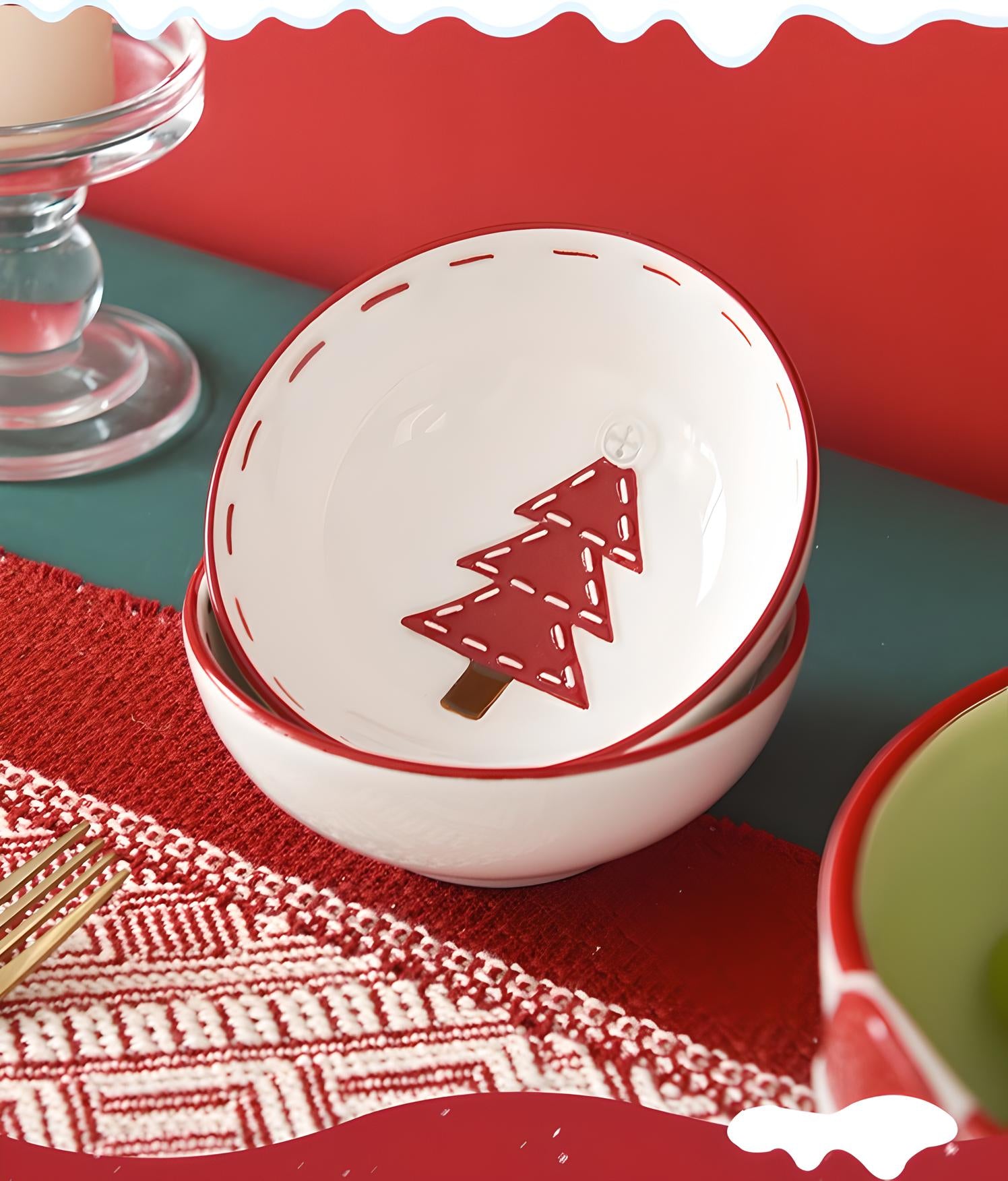 Christmas Ceramic Collection: Santa & Reindeer Holiday Tableware - Yarafly 