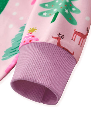 Girls Toddler and Kids Two-Tone Sweatshirt - Pink with Purple Trim