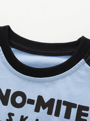 Toddler and Kids Boys Blue Navy Blue Round Neck Long Sleeve Casual Loungewear Set