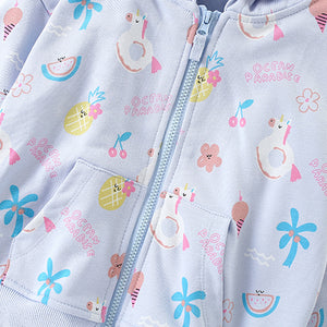 Toddler & Kids Blue Tropical Print Zip Hoodie Jacket (2T–7T)