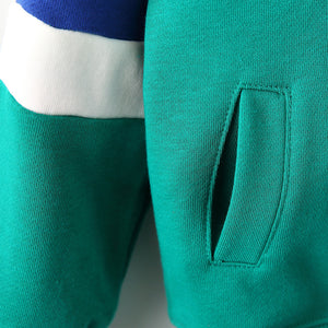 Green Stripe Sleeve Toddler & Kids Zip Hoodie Jacket (2T–7T)