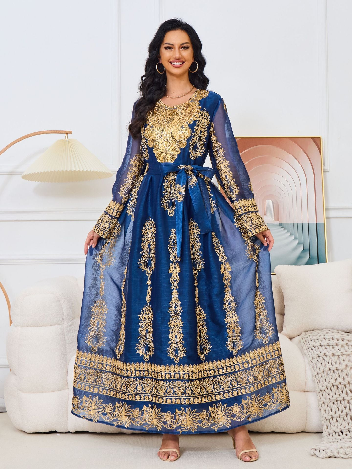 Ghalia Midnight Blue Jalabiya Dress - Yarafly 