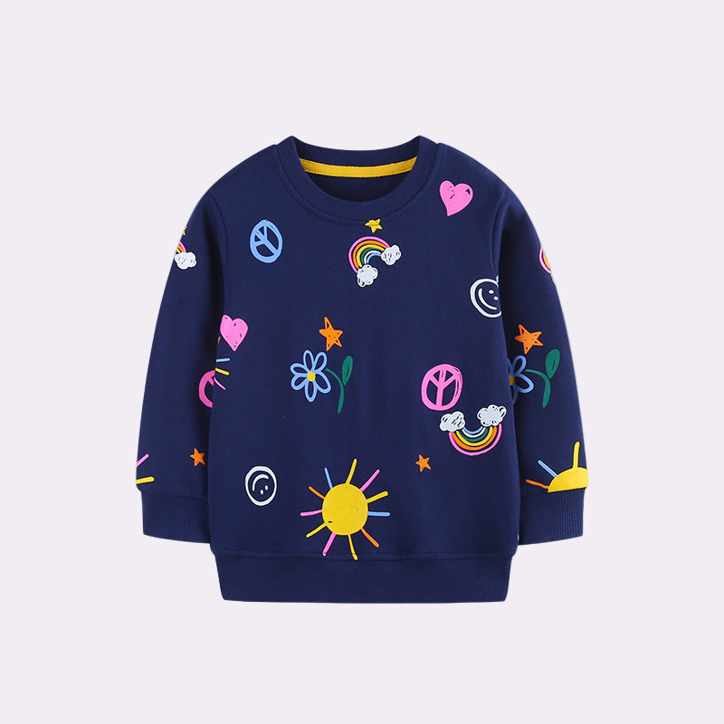 Toddler & Kids Navy Rainbow Sun Print Sweatshirt (2T–7T)