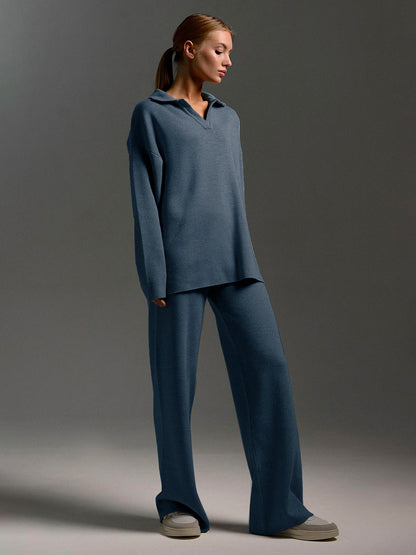 MILAN EDIT | Smoky Blue Knit Set | Minimalist Luxury Collection - Yarafly 