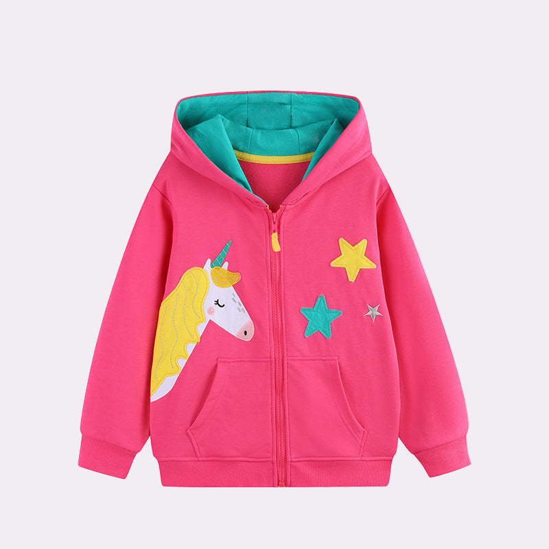 Pink Unicorn Toddler & Kids Zip Hoodie Jacket(2T–7T)