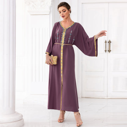 Mauve Silk Jalabiya Dress - Yarafly 