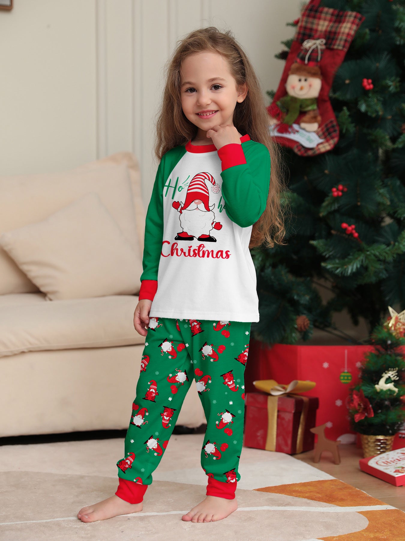 Ho Ho Christmas Gnome Family Pajama Set | Matching Holiday PJs | Raglan Style - Yarafly 