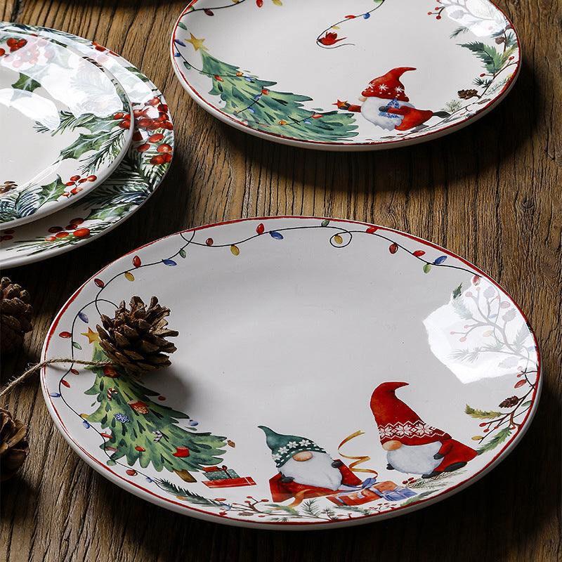 Enchanting Christmas Gnome Dinner Plates Set - Yarafly 