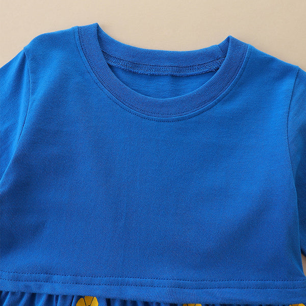 Girls Autumn Knitted Cotton Bee Pocket Flower Print Princess Dress - Sizes 2T to 7T