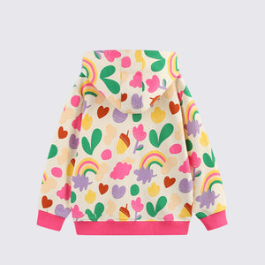 Toddler & Kids White Rainbow Zip Hoodie Jacket (2T–7T)