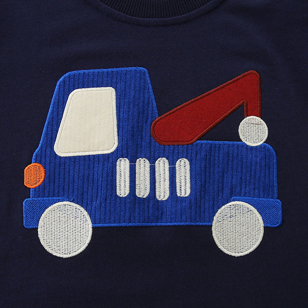 Toddler & Kids Navy Blue Tow Truck Sweatshirt (2T–7T)