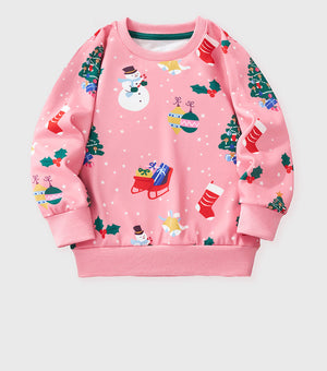 Pink Christmas Sweatshirt for Toddler and Kids Girls