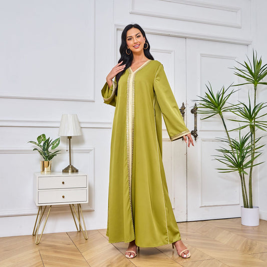 Olive Moroccan Kaftan Dress - Yarafly 