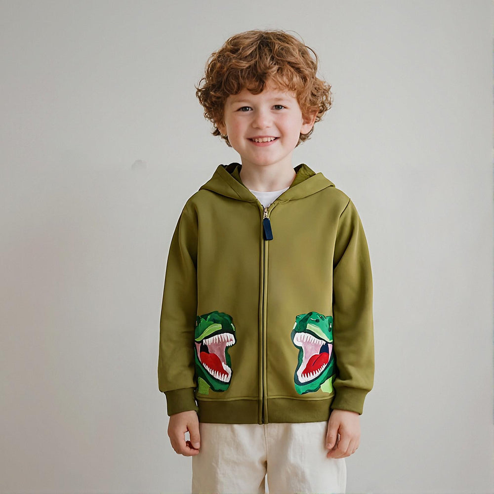 Green Dinosaur Toddler & Kids Hoodie (2T–7T)
