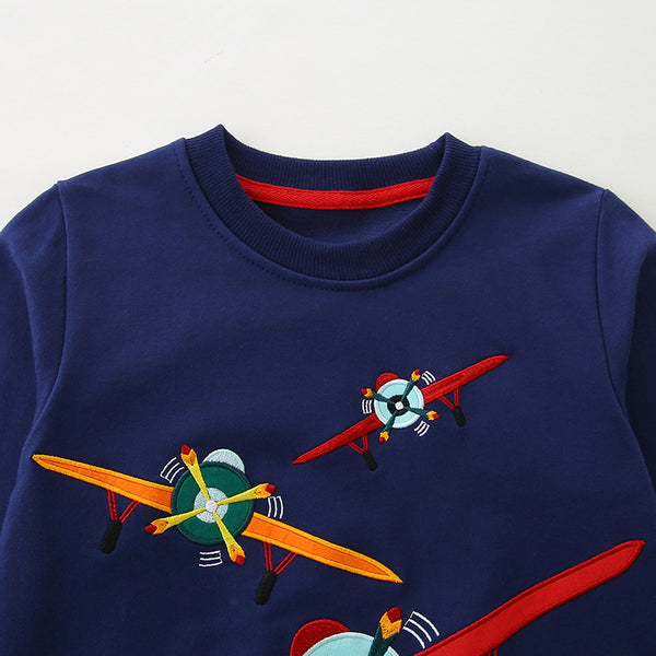 Toddler & Boys Navy Airplane Sweatshirt (2T–7T)