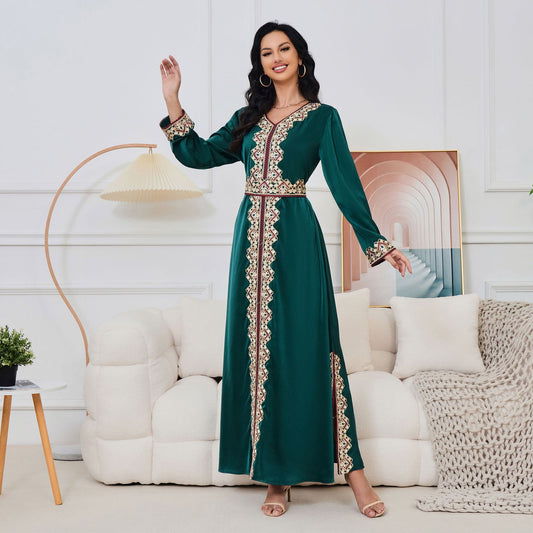 Damascus Green Syrian Kaftan Dress - Yarafly 