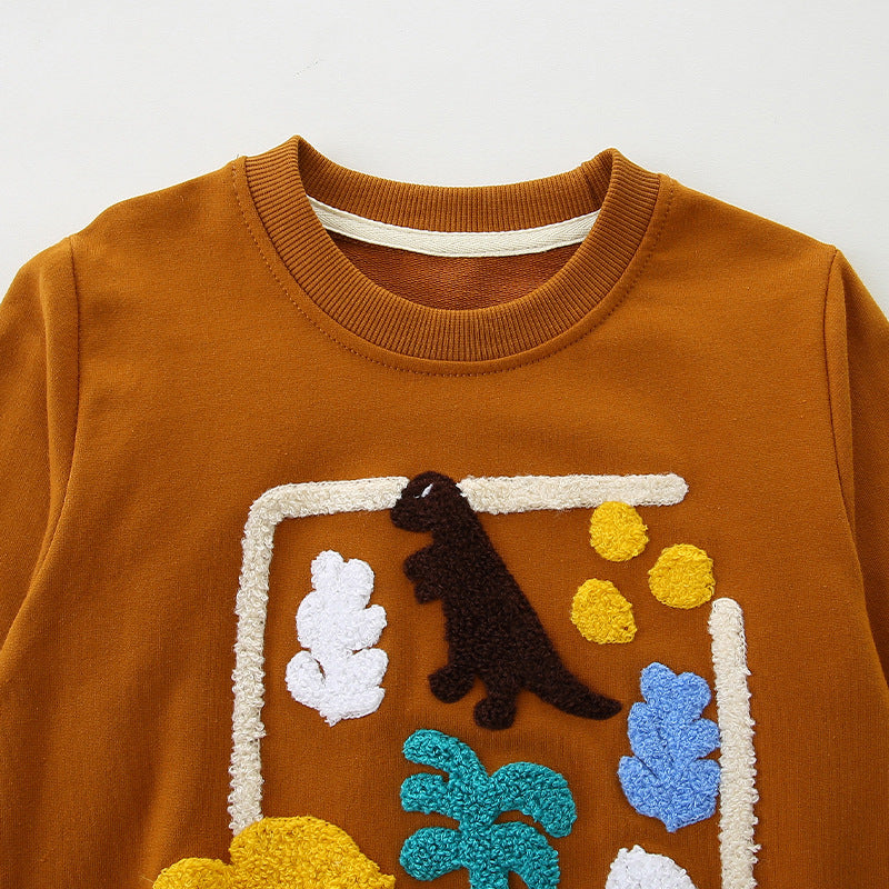 Toddler & Kids Brown Dinosaur Sweatshirt (2T–7T)