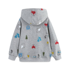 Toddler & Kids Grey Animal Print Zip Hoodie Jacket (2T–7T)