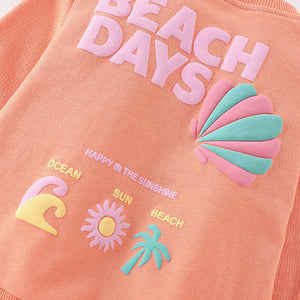 Toddler & Kids Orange "Beach Days" Sweatshirt - Yarafly