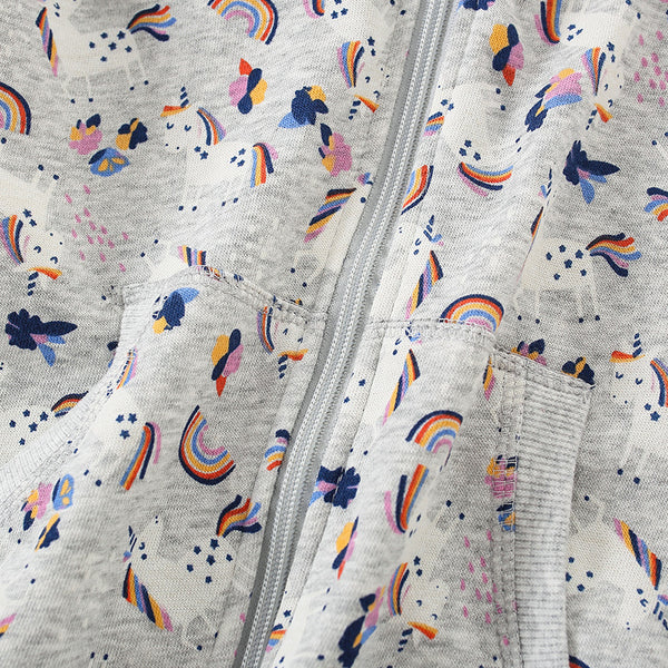Toddler & Kids Grey Rainbow Print Zip Hoodie Jacket (2T–7T)
