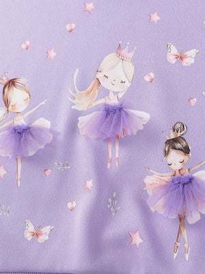 Girls Autumn Long Sleeve Purple Cartoon Sweet Pajama Set - Sizes 2T to 7T