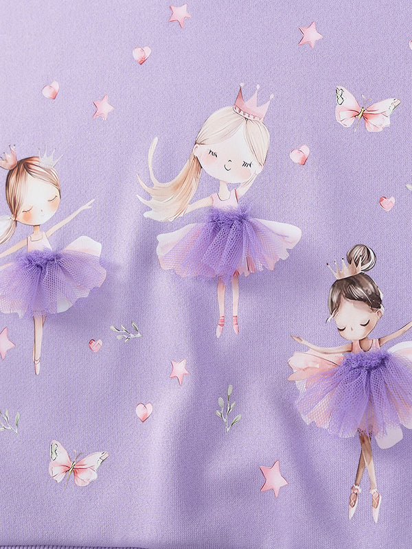 Girls Autumn Long Sleeve Purple Cartoon Sweet Pajama Set - Sizes 2T to 7T