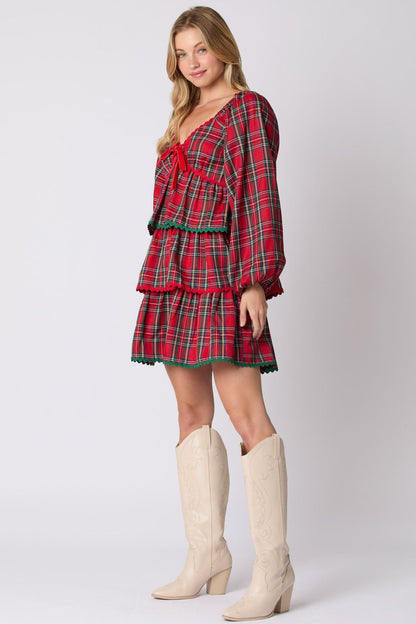 HIGHLAND ROMANCE | Tiered Plaid Mini Dress | Holiday '24 Collection - Yarafly 