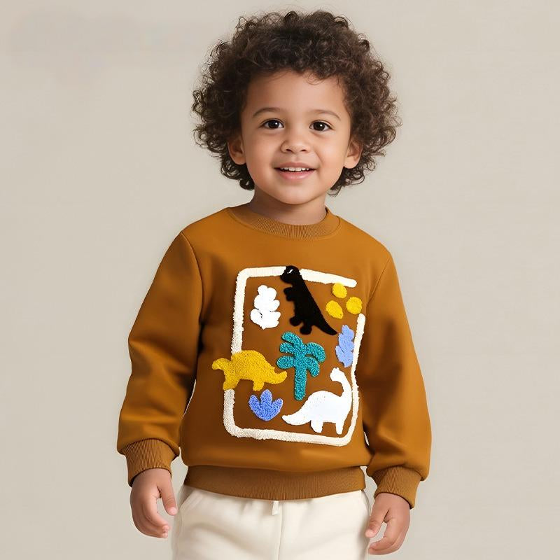 Toddler & Kids Brown Dinosaur Sweatshirt (2T–7T)