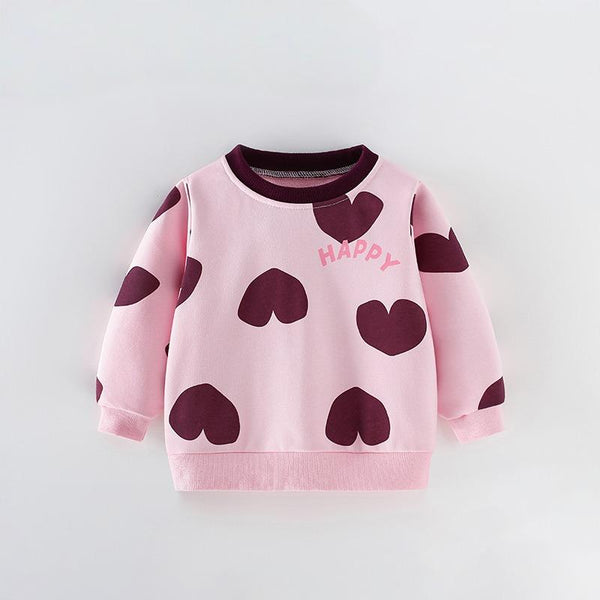 Toddler & Kids Pink Heart Print “Happy” Sweatshirt