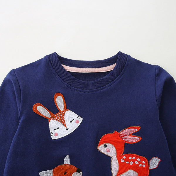 Toddler & Kids Navy Blue Woodland Tulle Dress Sweatshirt (2T–7T)