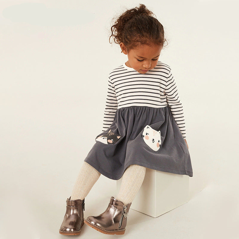Girls Autumn Long Sleeve Embroidered Princess Dress - Sizes 2T to 7T
