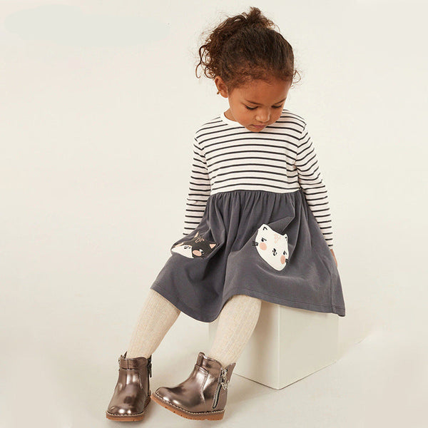 Girls Autumn Long Sleeve Embroidered Princess Dress - Sizes 2T to 7T