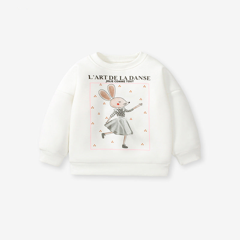 Toddler & Kids White Bunny Ballerina Sweatshirt - Yarafly