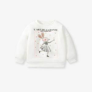 Toddler & Kids White Bunny Ballerina Sweatshirt - Yarafly