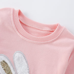 Toddler & Kids Pink Bunny Sweatshirt with Sparkle Detail