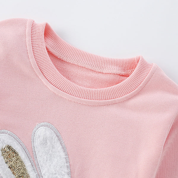 Toddler & Kids Pink Bunny Sweatshirt with Sparkle Detail