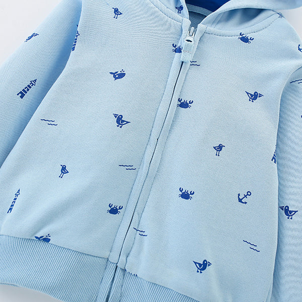 Toddler & Kids Blue Tropical Print Hoodie Jacket (2T–7T)